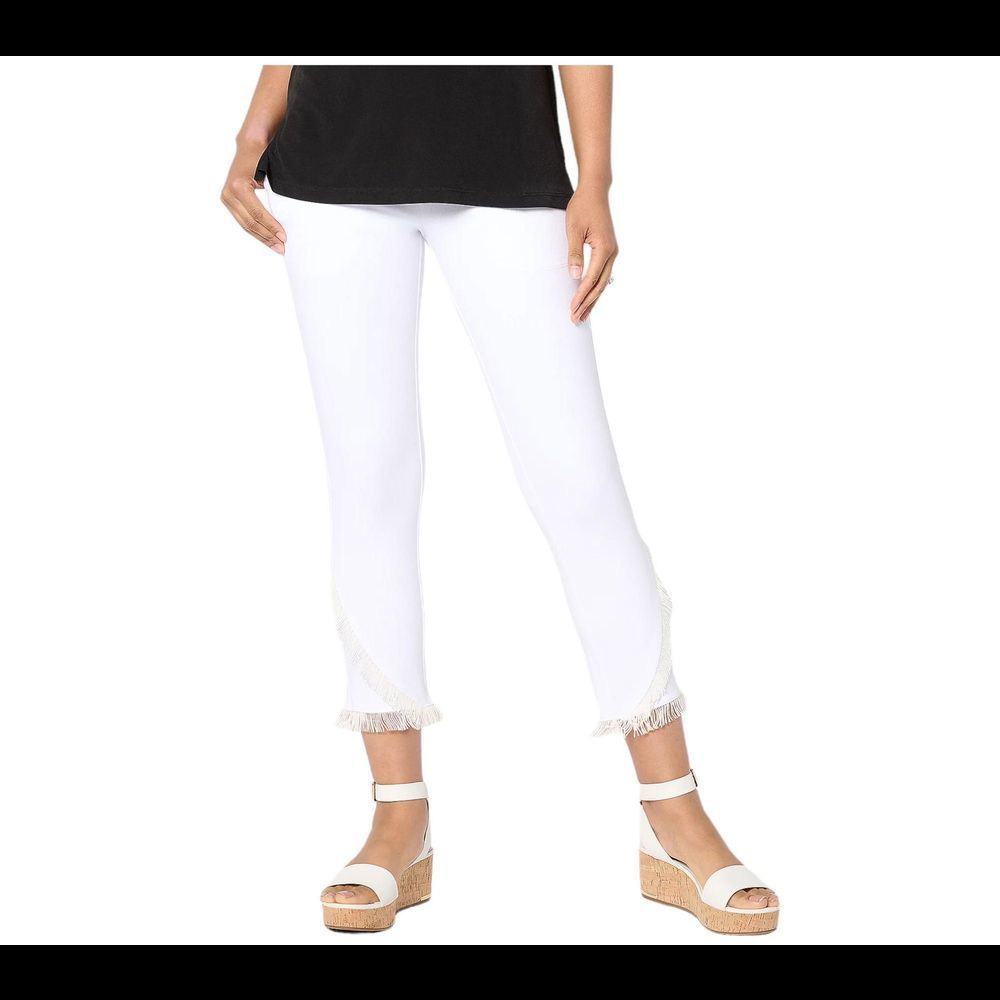 Women With Control Tummy Control Prime Stretch Denim Crop Pant White - Regular